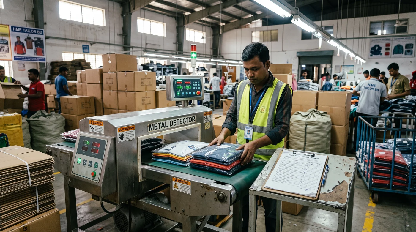 HME Tailor BD export compliance verification station with conveyorized needle detection inspection