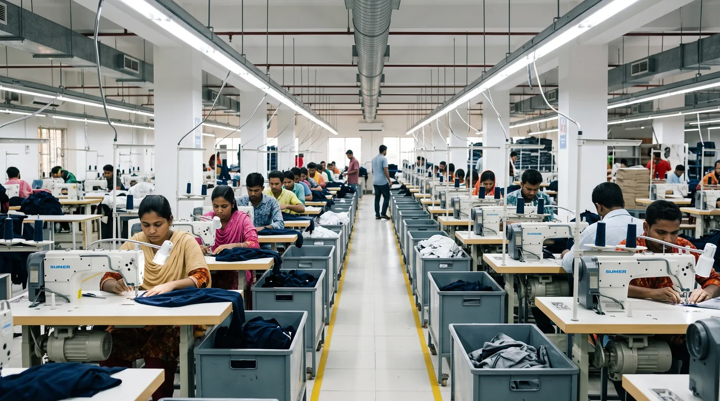Bright and ergonomic high-speed sewing assembly line with Juki direct-drive machines